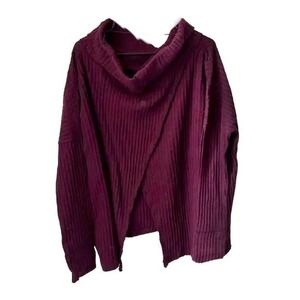 Free People Burgundy Ribbed Blouse